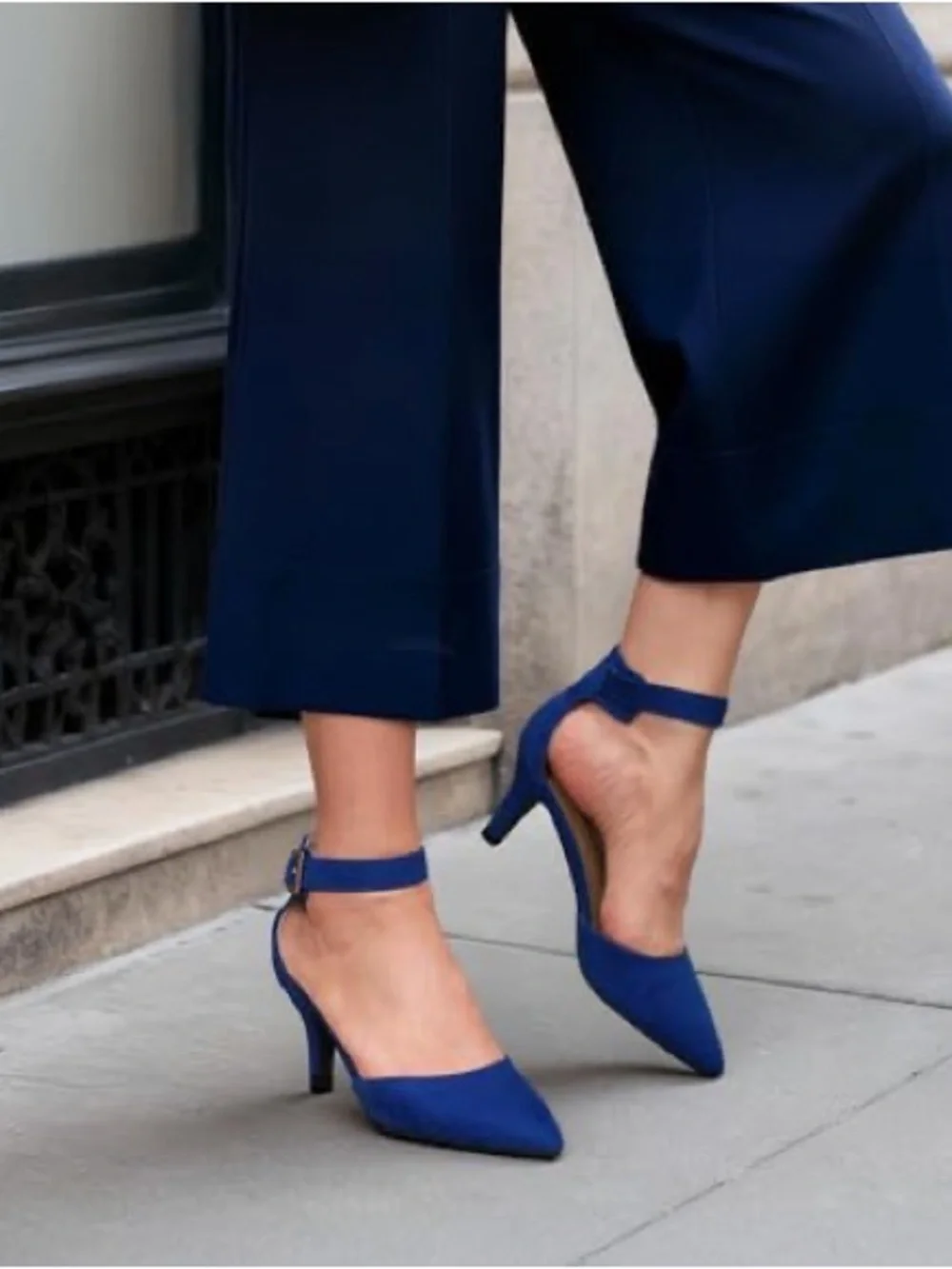 Dream Pairs Cobalt Blue Pointed Toe Ankle-Strap Pump